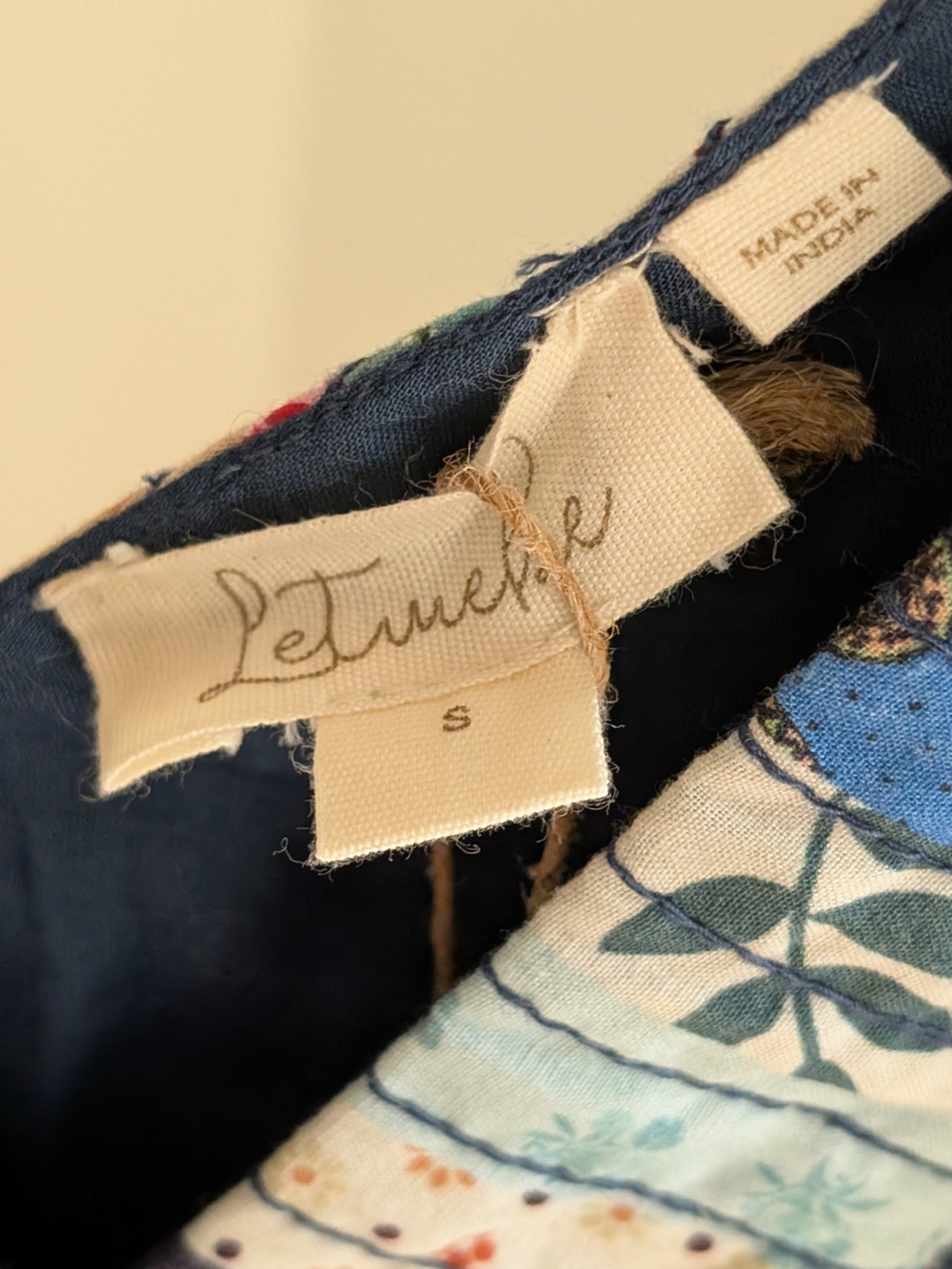 NWT Anthropologie Let Me Be Patchwork V-neck Peplum Blouse In Navy - S - Picture 9 of 10